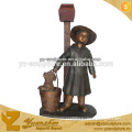 Metal Bronze Casting Lovely Little Boy Mailbox for home TSN-X003